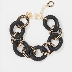 WHBM Black Raffia + Crystal Link Bracelet